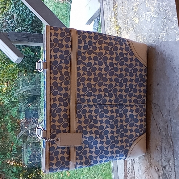 Coach Handbags - Blue and white Coach Chelsea Signature tote. Excellent condition.